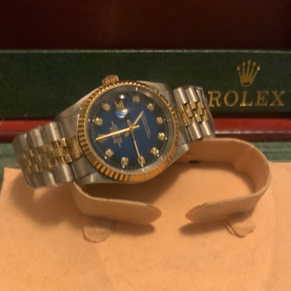 COPY - Rolex Datejust Mens Watch Stainless/18K Gold, Blue Dial, Diamond Indexes